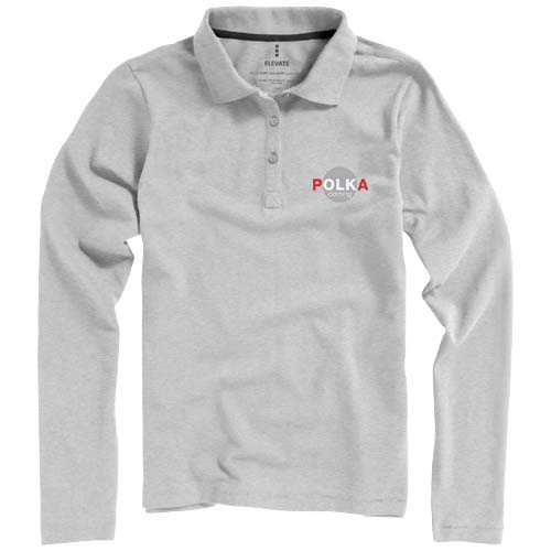 Calgary 180 g/m² Langarm Poloshirt für Damen - grau meliert / XXL