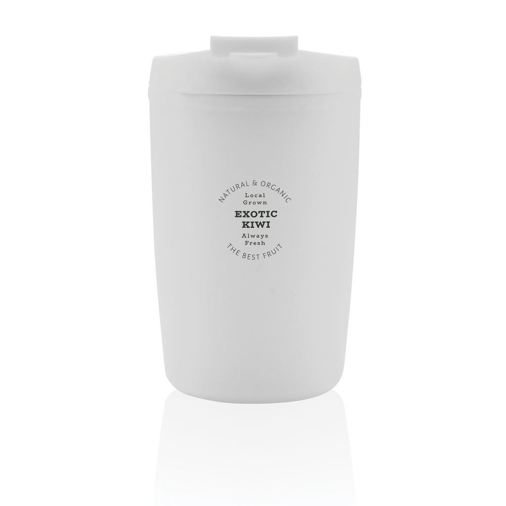 GRS recycelter PP-Becher mit Flip-Deckel