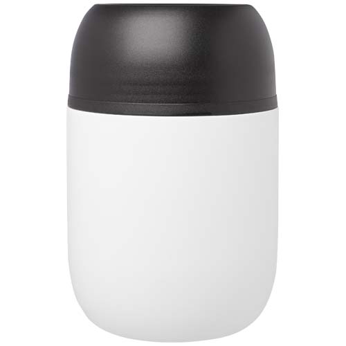 Supo 480 ml doppelwandiger Lunchpot aus recyceltem Edelstahl mit faltbarem Löffel - weiss