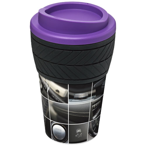 Brite-Americano® 350 ml Isolierbecher mit Schutzring Reifen-Design - lila
