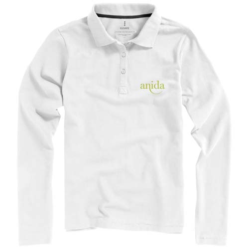 Calgary 180 g/m² Langarm Poloshirt für Damen - weiss / XS
