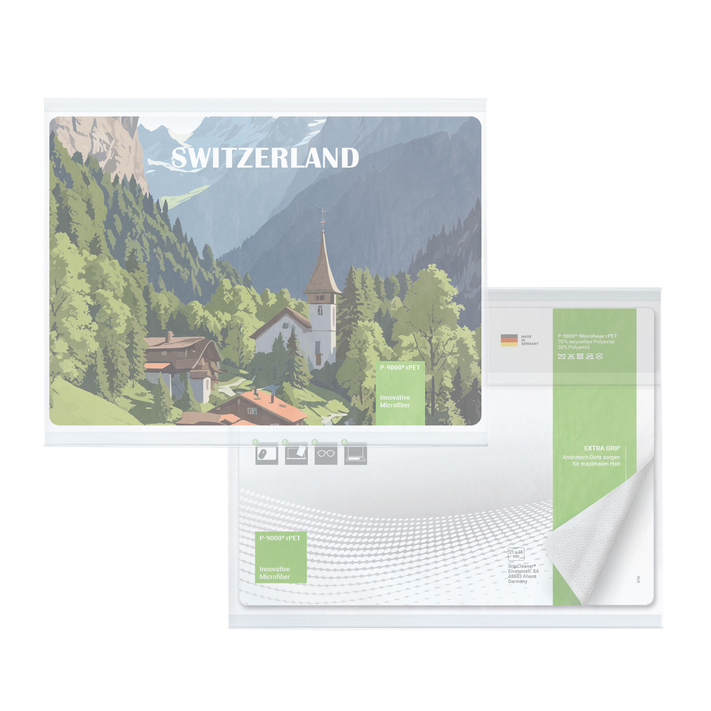 rPET GripCleaner® 4in1 Mousepad 21x15 cm, All-Inclusive-Paket 