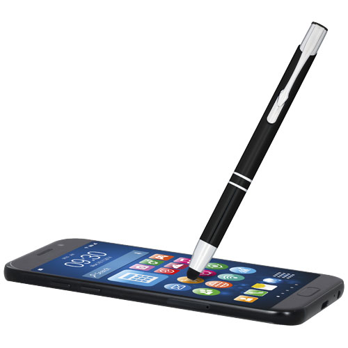 Moneta Kugelschreiber mit Metall Touchpen (blaue Mine) - schwarz